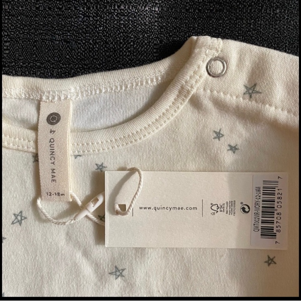 xSOLD Quincy Mae Organic Cotton Hi-Lo Star Top, Gender Neutral, Ivory, High-Low - Picture 4 of 8